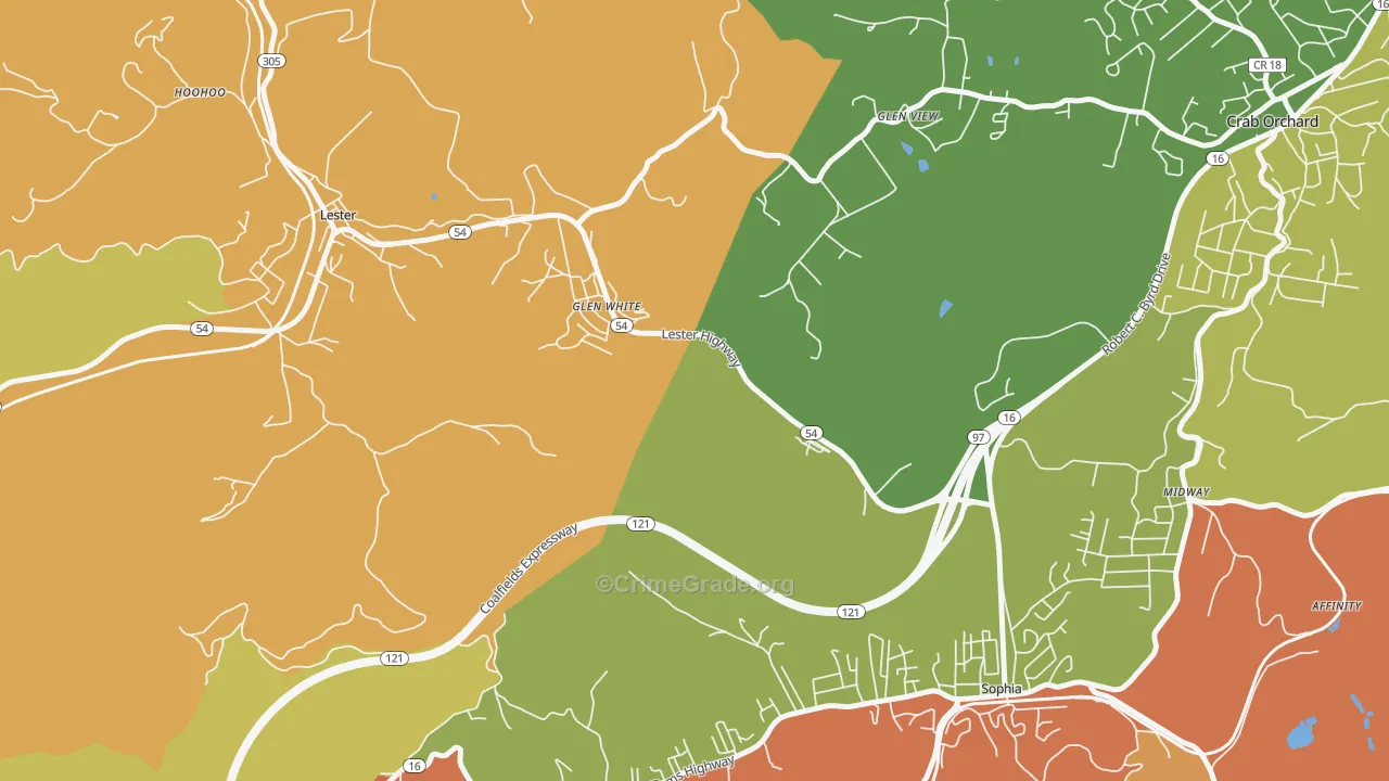 Glen White, WV Map of Vandalism Rates