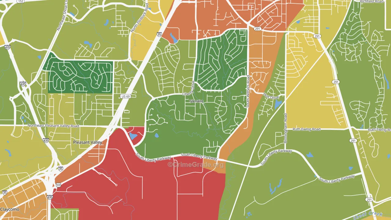 Glenaire, MO Map of Vandalism Rates
