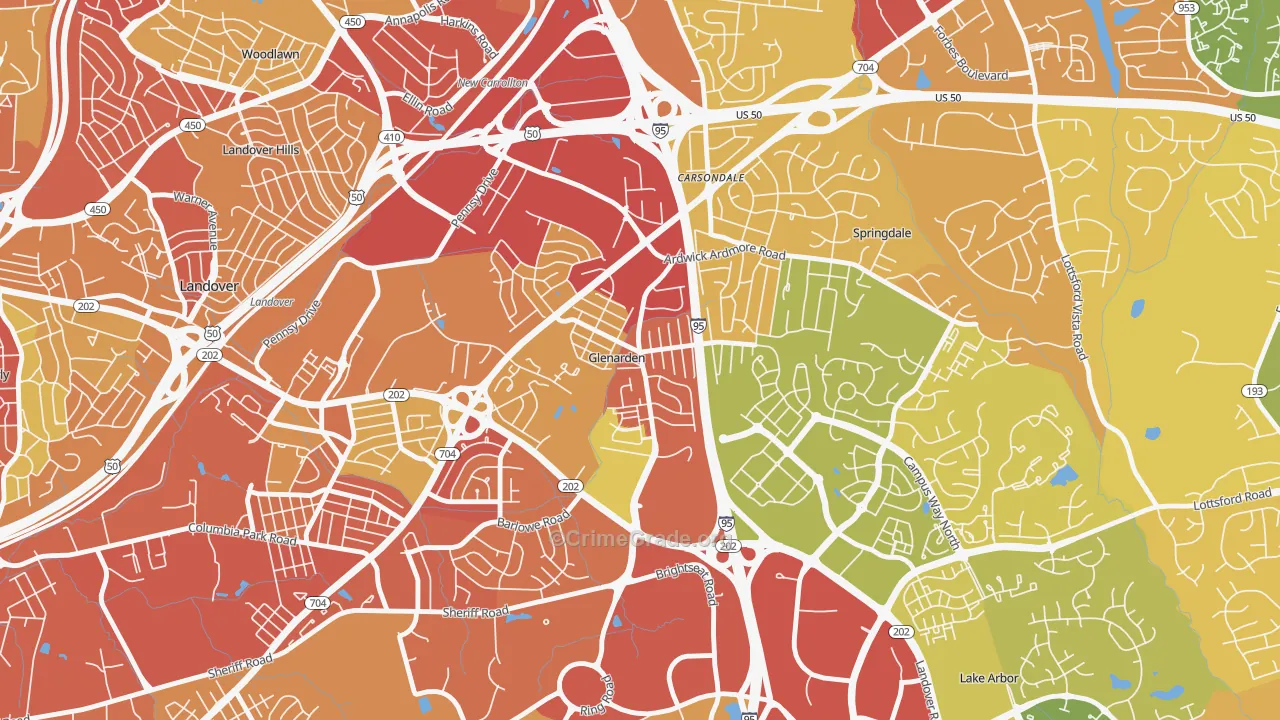 Glenarden, MD Map of Vandalism Rates