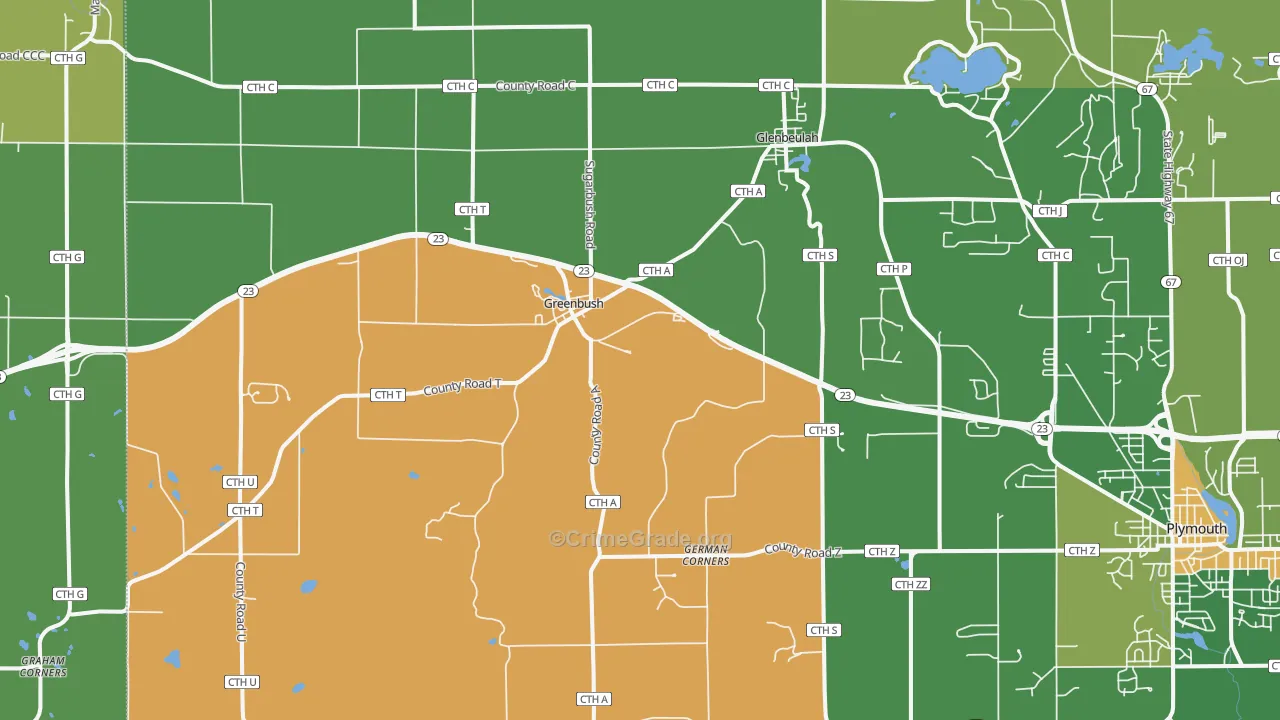 Glenbeulah, WI Map of Vandalism Rates