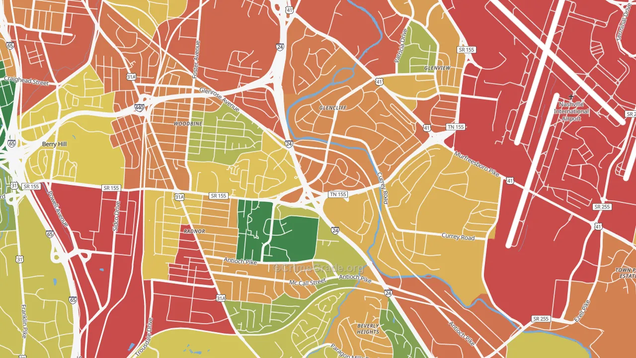 Glencliff, Nashville, TN Map of Vandalism Rates