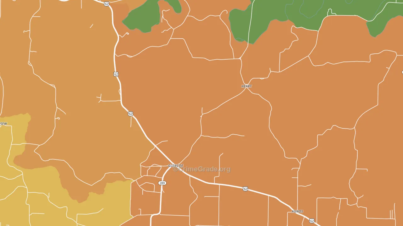 Glencoe, AR Map of Vandalism Rates