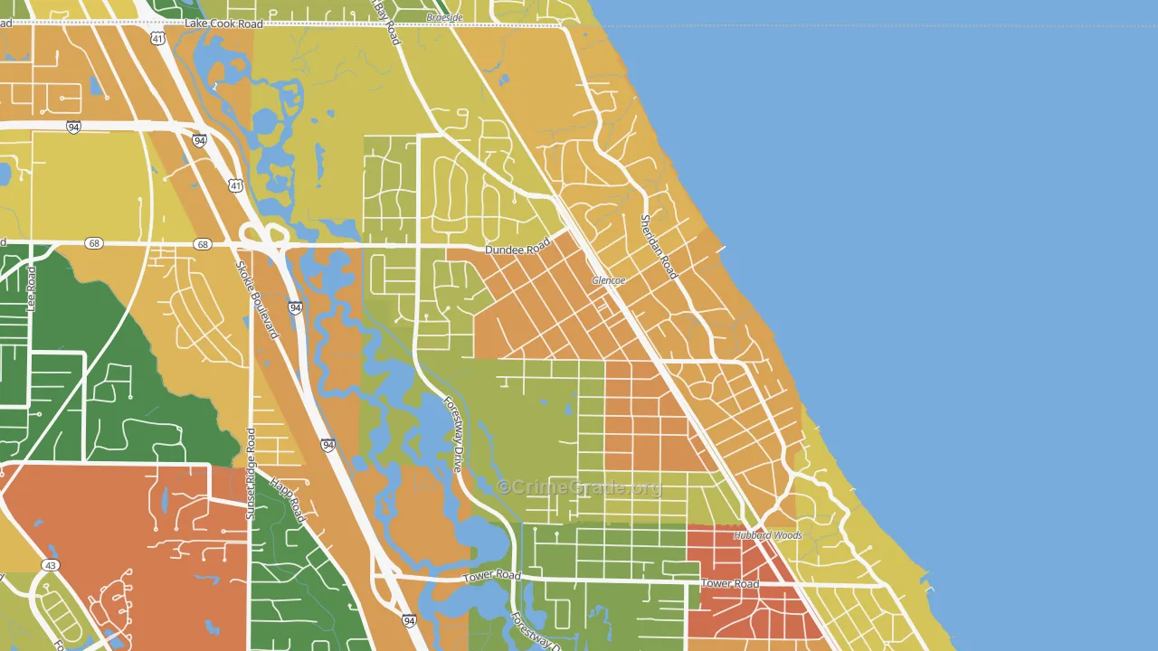Glencoe, IL Map of Vandalism Rates