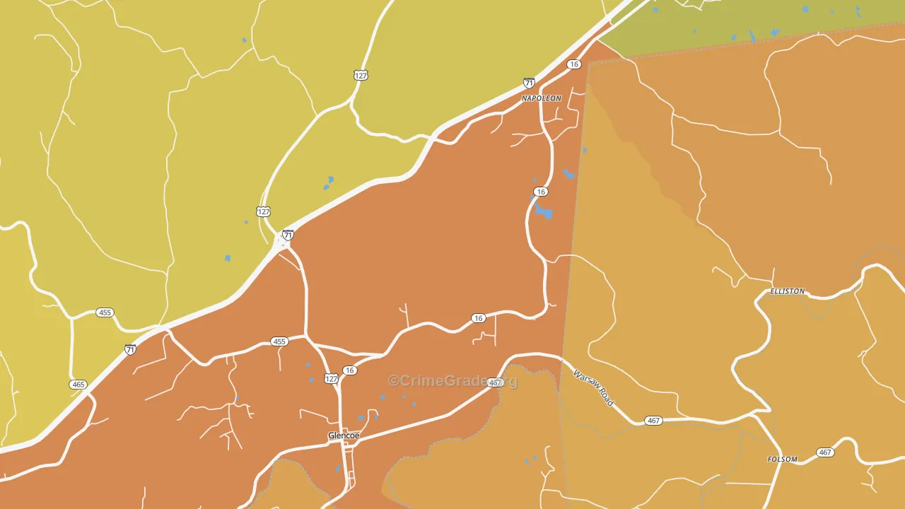 Glencoe, KY Map of Vandalism Rates