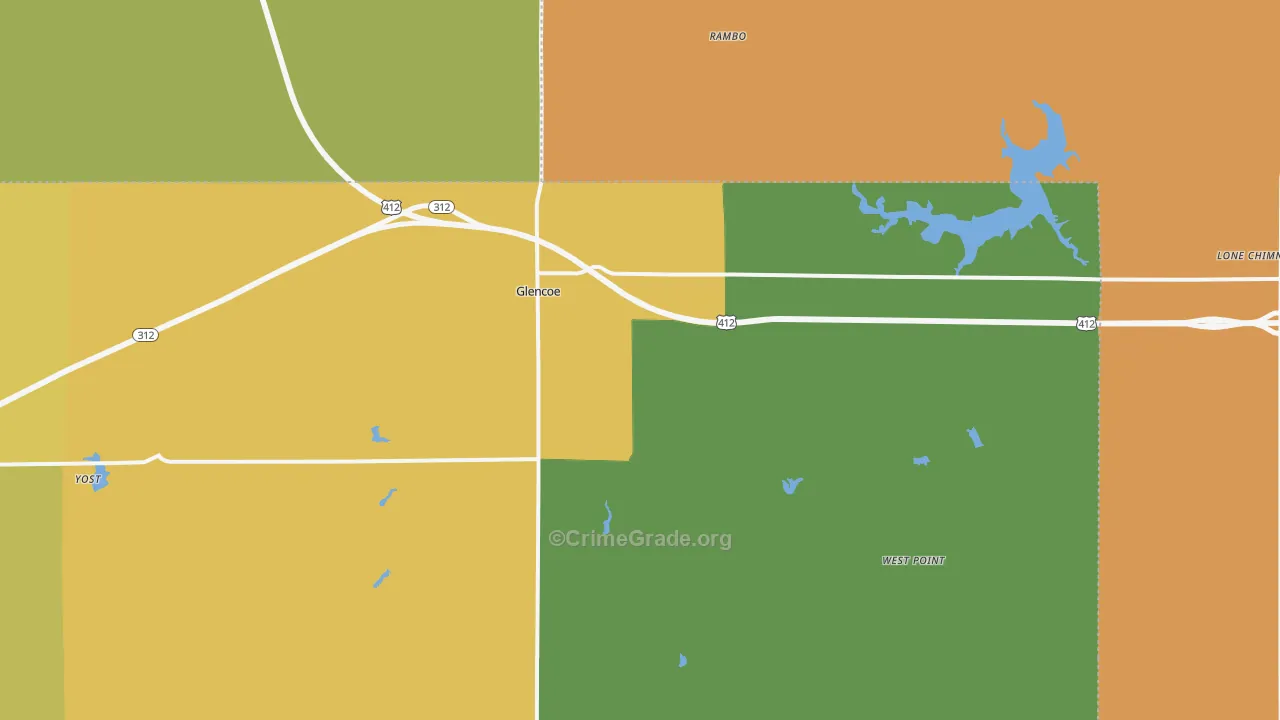 Glencoe, OK Map of Vandalism Rates