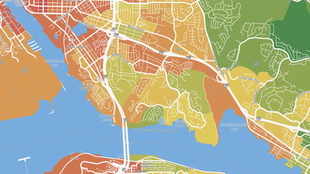 Glencove, Vallejo, CA Map of Vandalism Rates