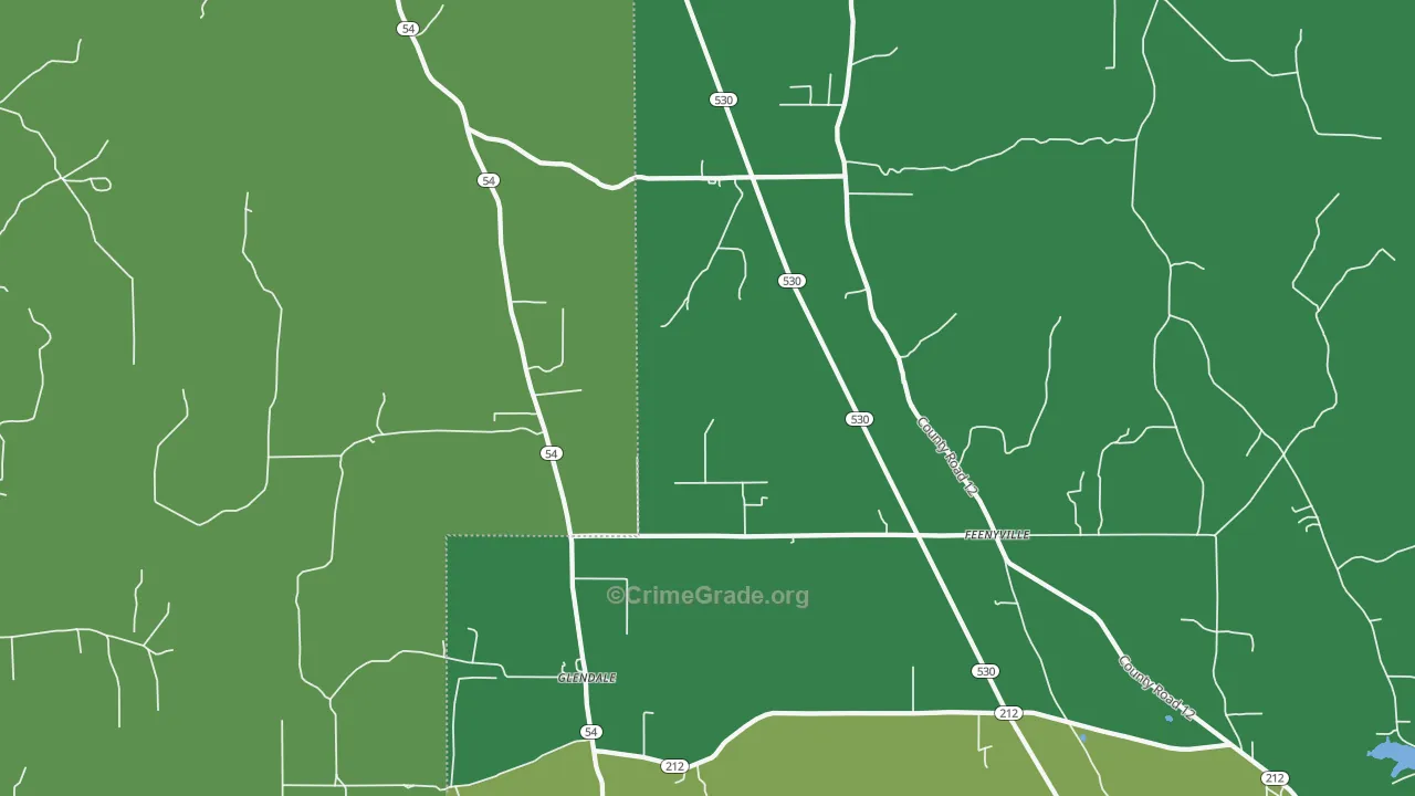 Glendale, AR Map of Vandalism Rates