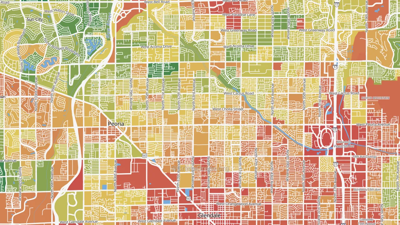 Glendale, AZ Map of Vandalism Rates