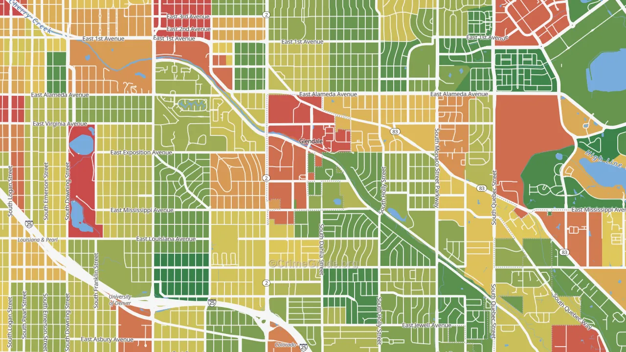 Glendale, CO Map of Vandalism Rates