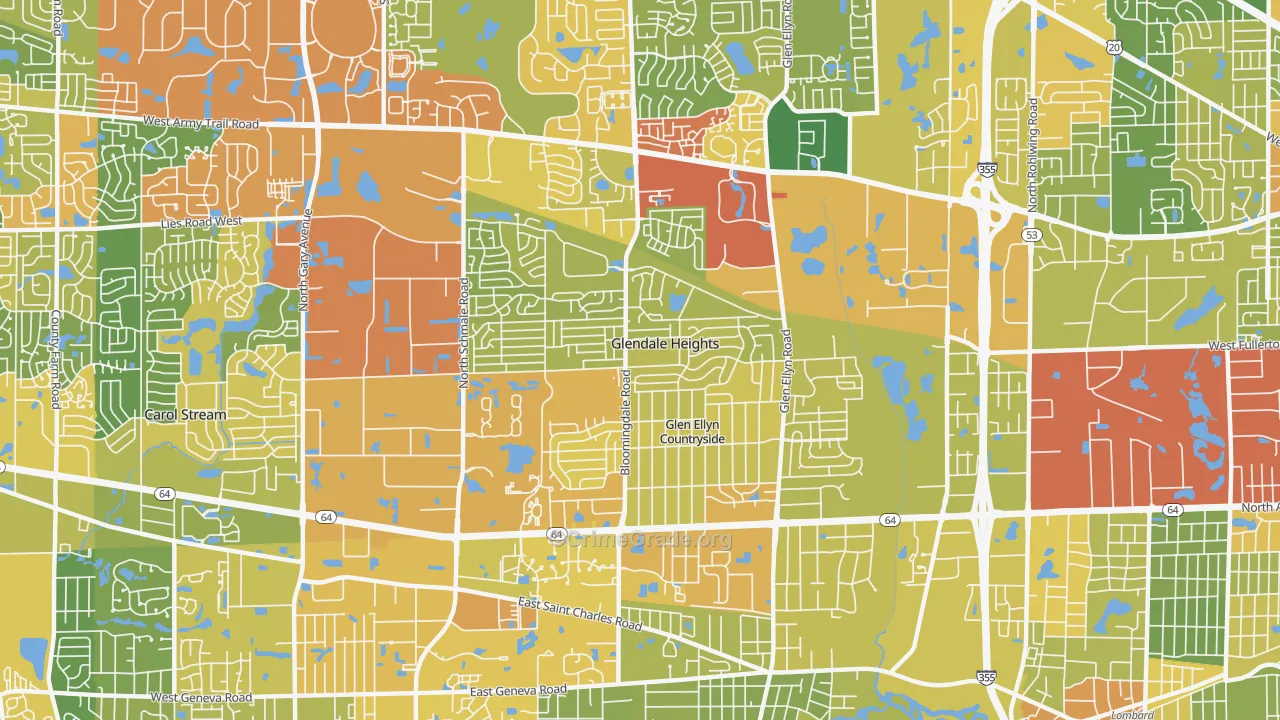 Glendale Heights, IL Map of Vandalism Rates