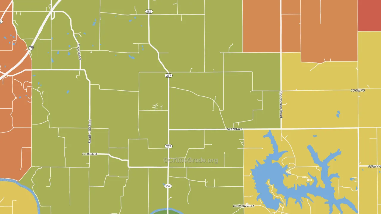 Glendale, IN Map of Vandalism Rates