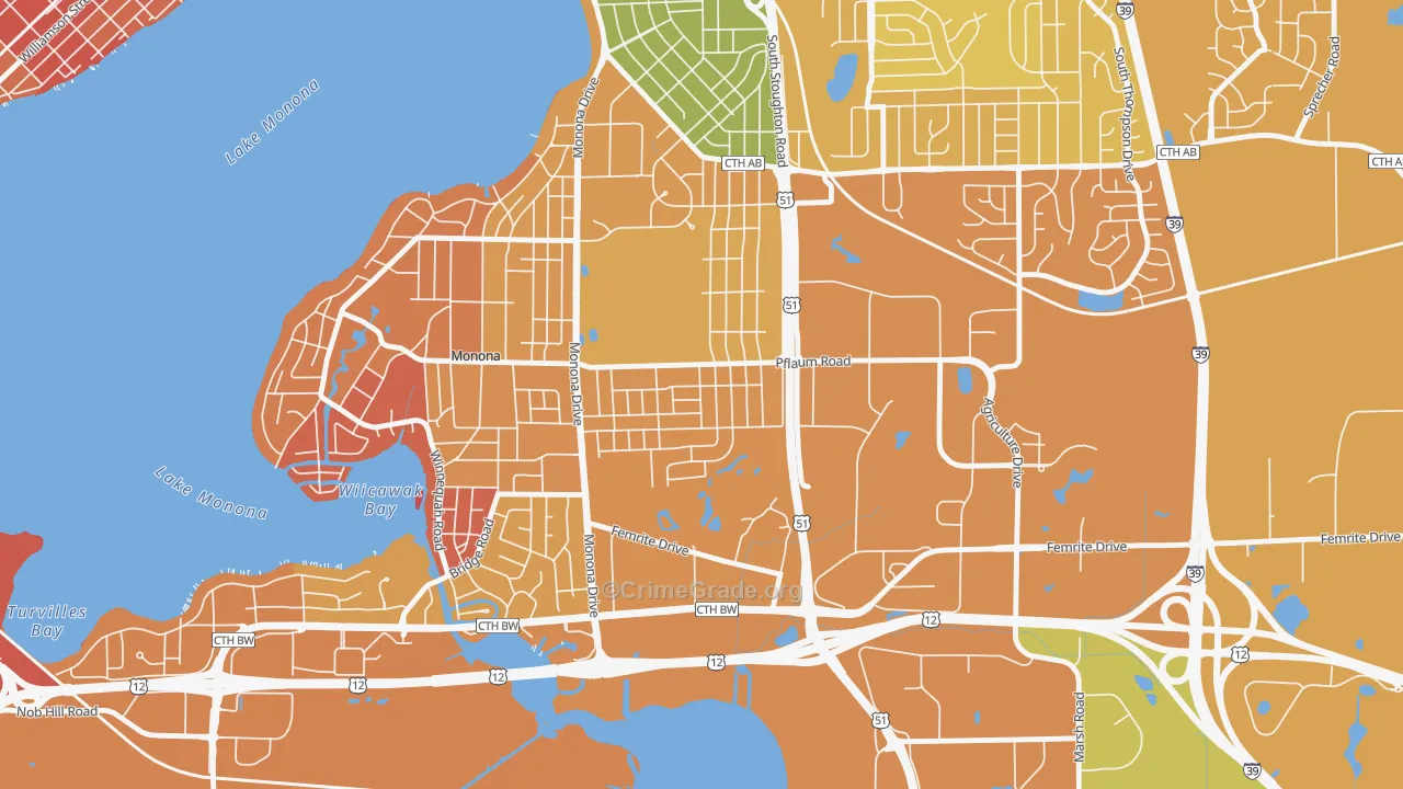 Glendale, Madison, WI Map of Vandalism Rates