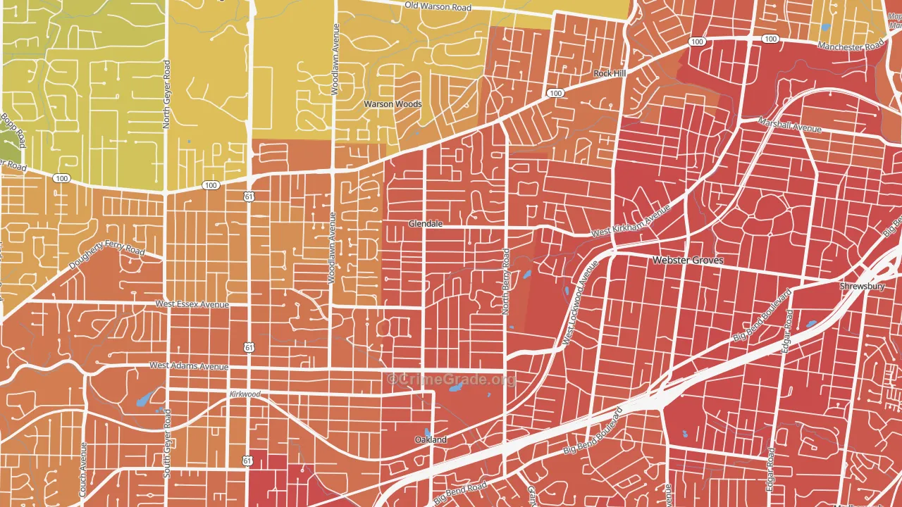 Glendale, MO Map of Vandalism Rates