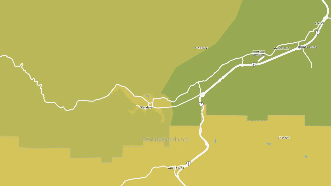 Glendale, OR Map of Vandalism Rates
