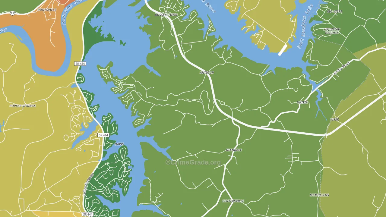 Glendale, TN Map of Vandalism Rates