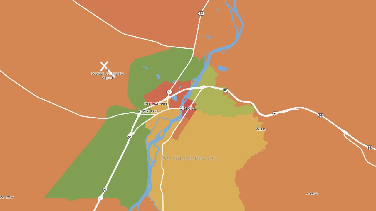 Glendive, MT Map of Vandalism Rates