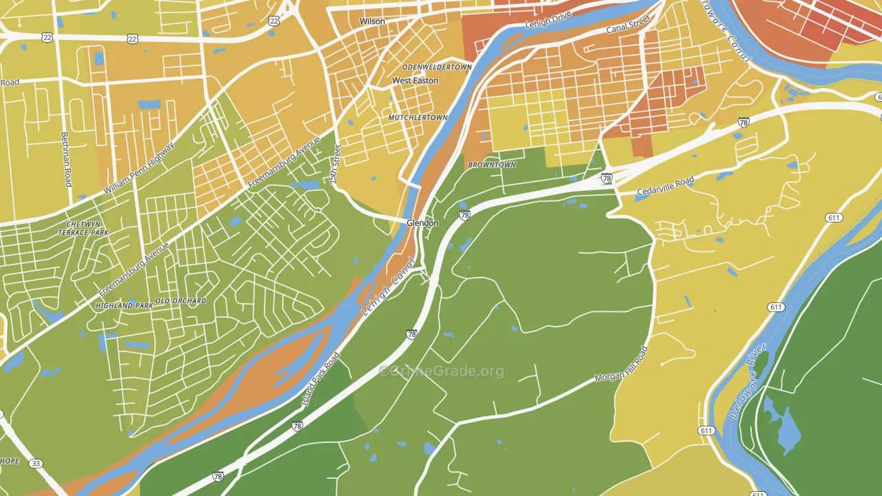 Glendon, PA Map of Vandalism Rates