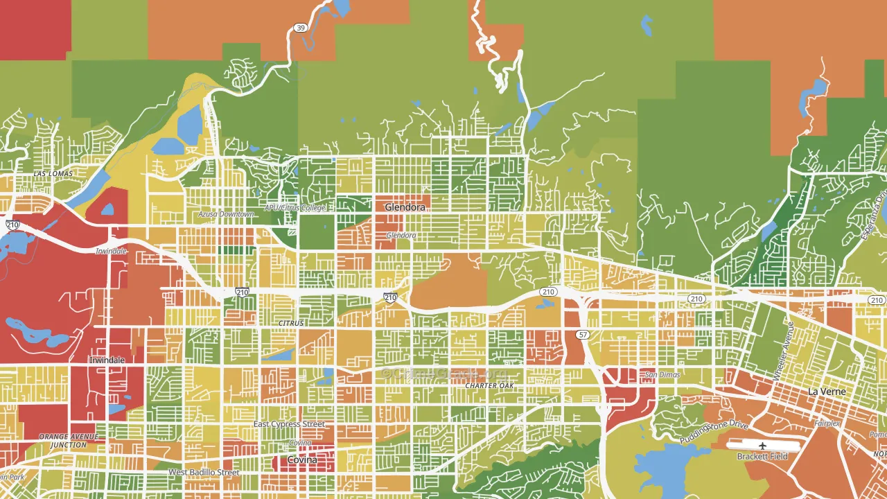 Glendora, CA Map of Vandalism Rates