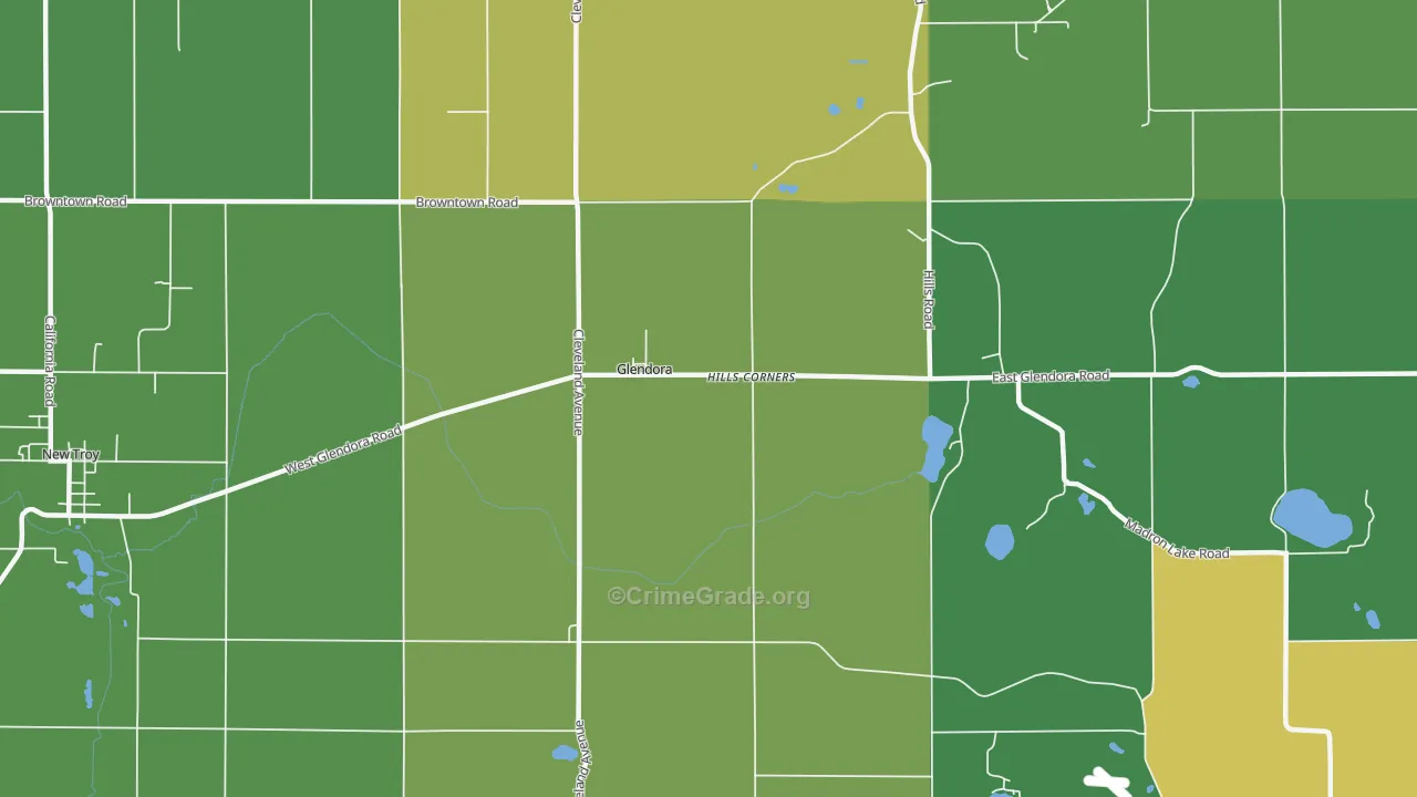 Glendora, MI Map of Vandalism Rates