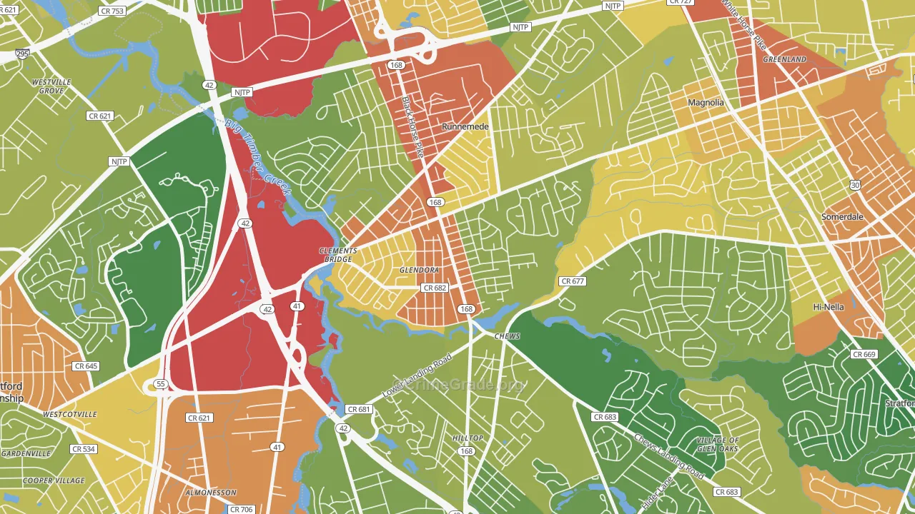 Glendora, NJ Map of Vandalism Rates