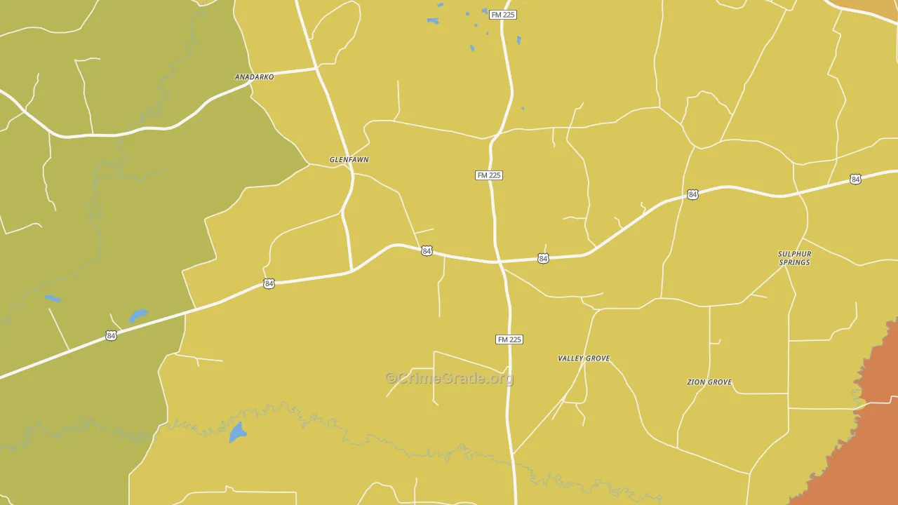 Glenfawn, TX Map of Vandalism Rates