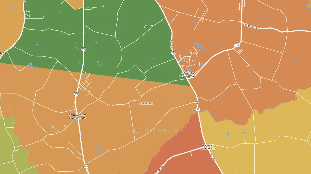 Glenfield, NC Map of Vandalism Rates