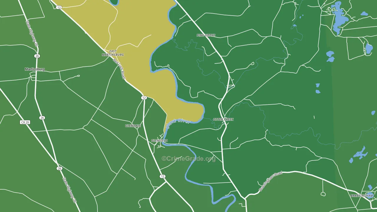 Glenfield, NY Map of Vandalism Rates