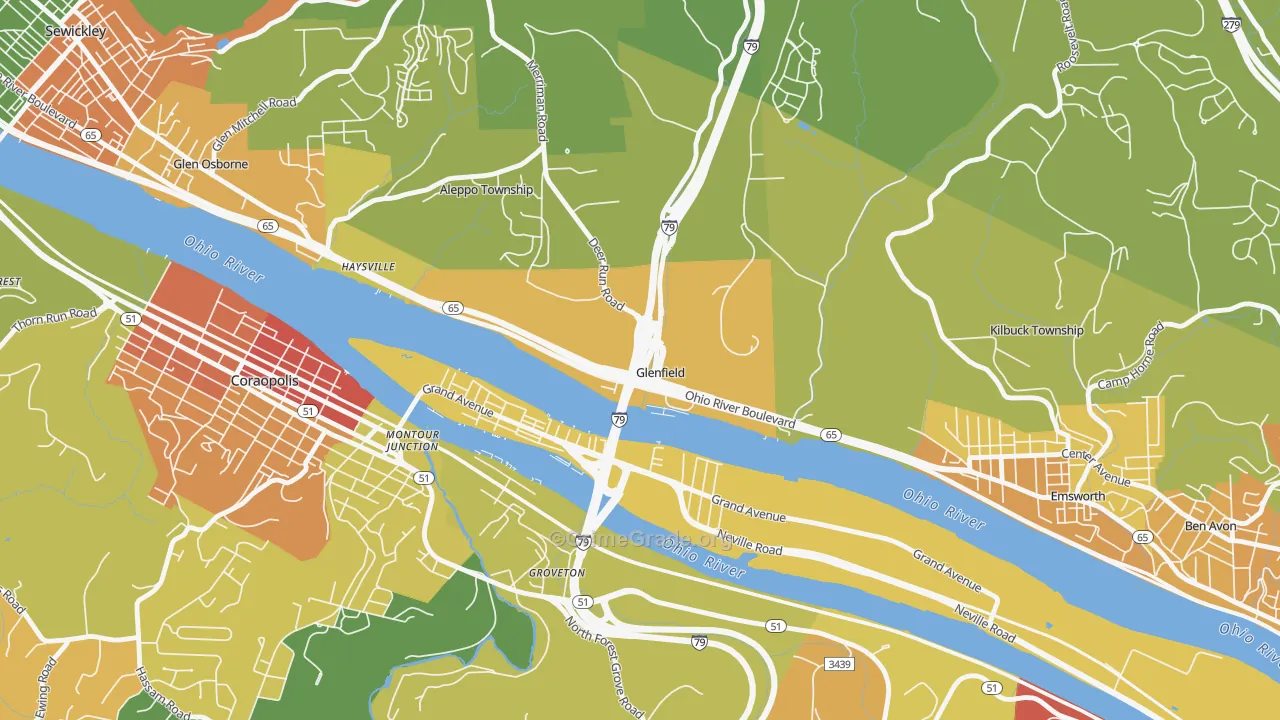 Glenfield, PA Map of Vandalism Rates