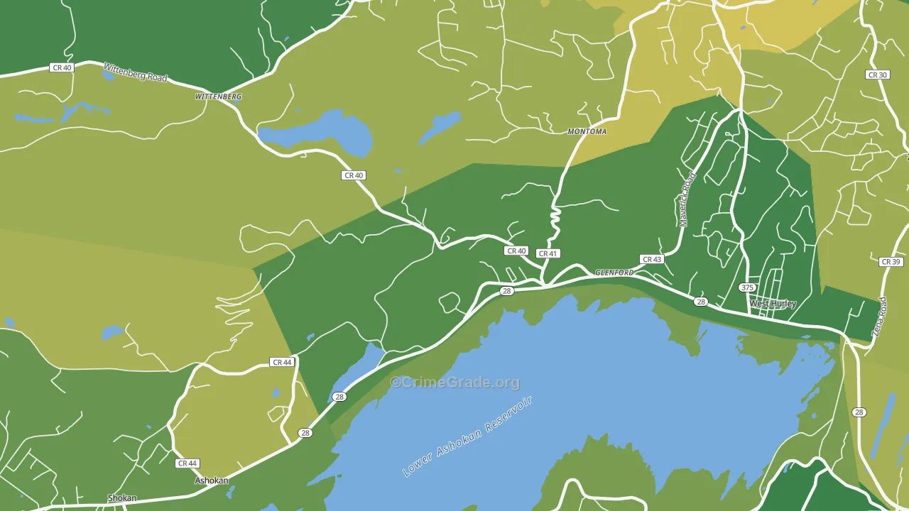 Glenford, NY Map of Vandalism Rates