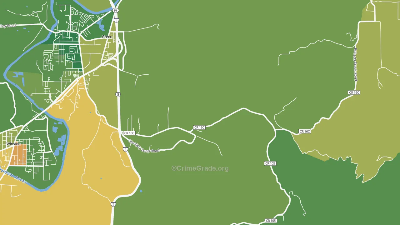 Glengary, OR Map of Vandalism Rates