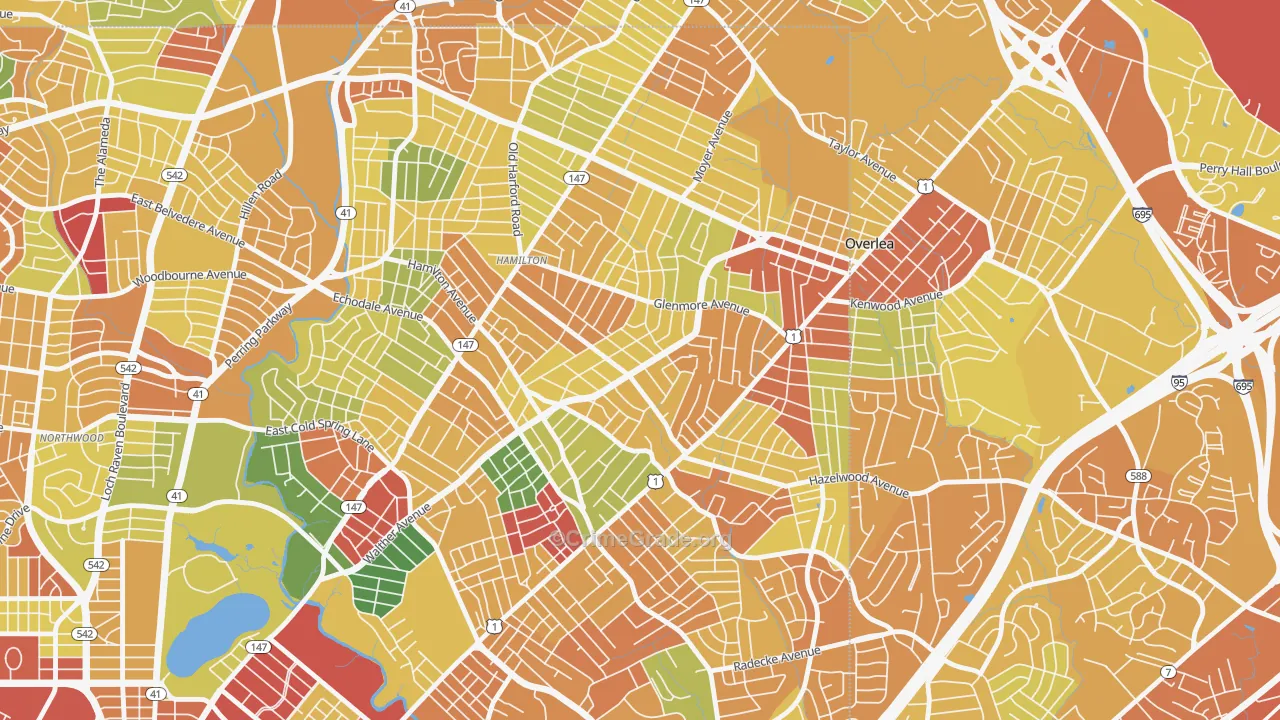 Glenham-Belhar, Baltimore, MD Map of Vandalism Rates