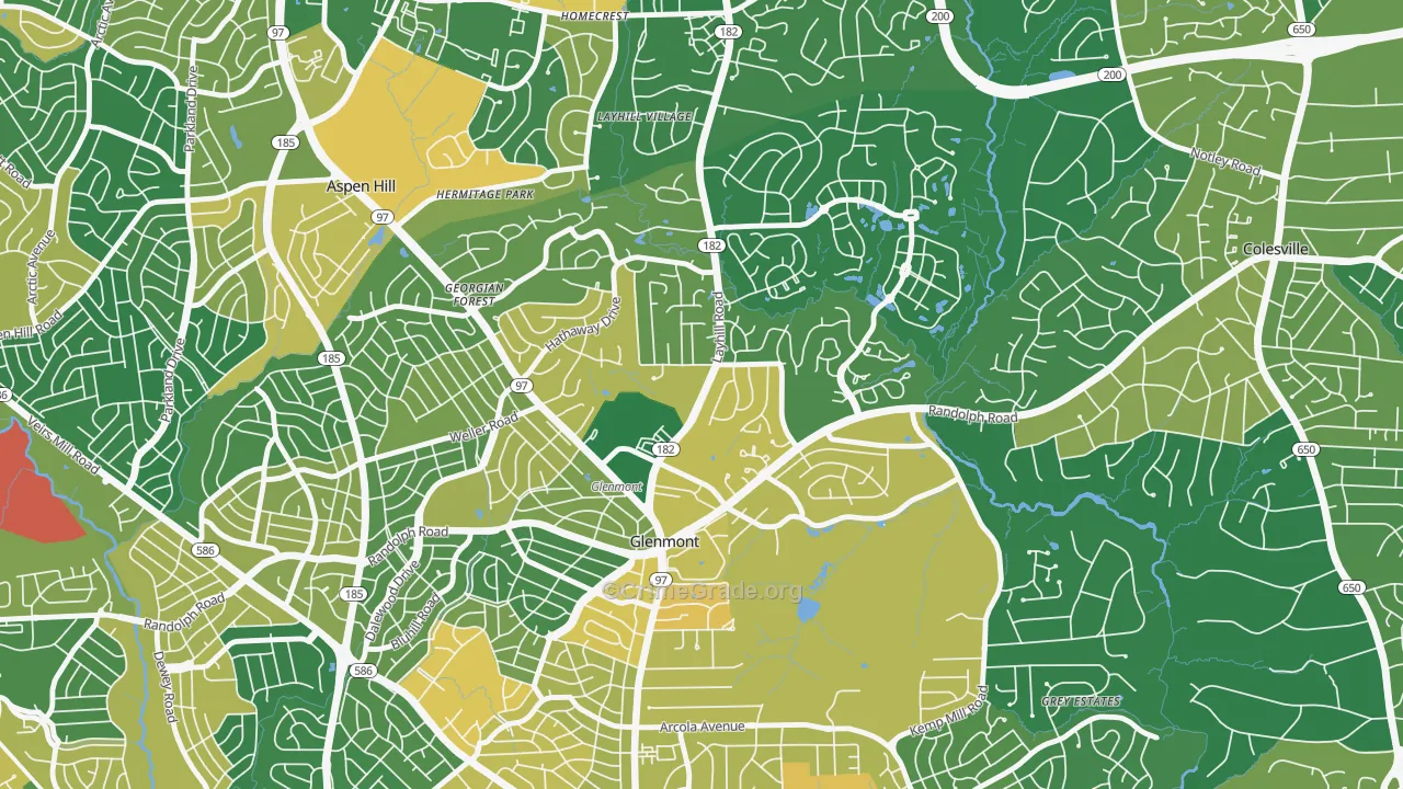 Glenmont, MD Map of Vandalism Rates