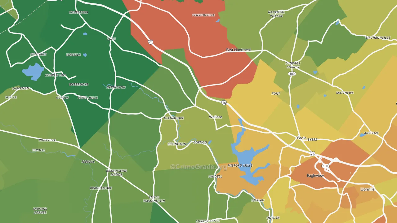 Glenmoore, PA Map of Vandalism Rates