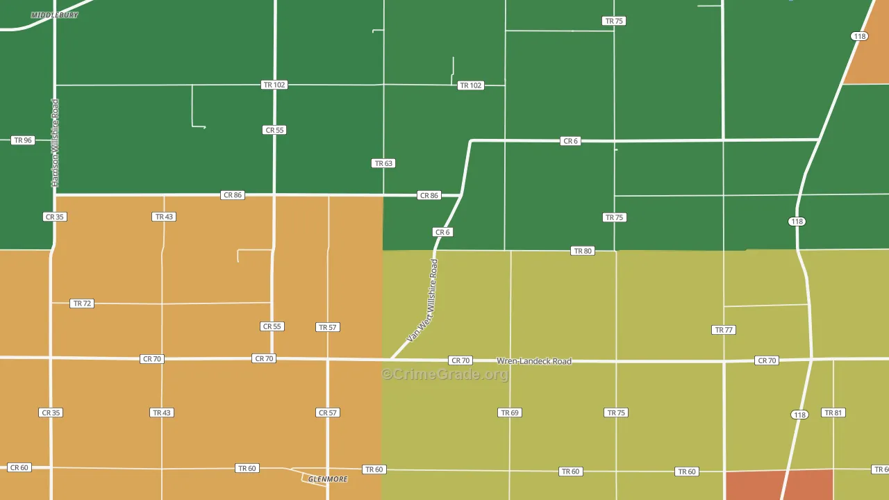 Glenmore, OH Map of Vandalism Rates