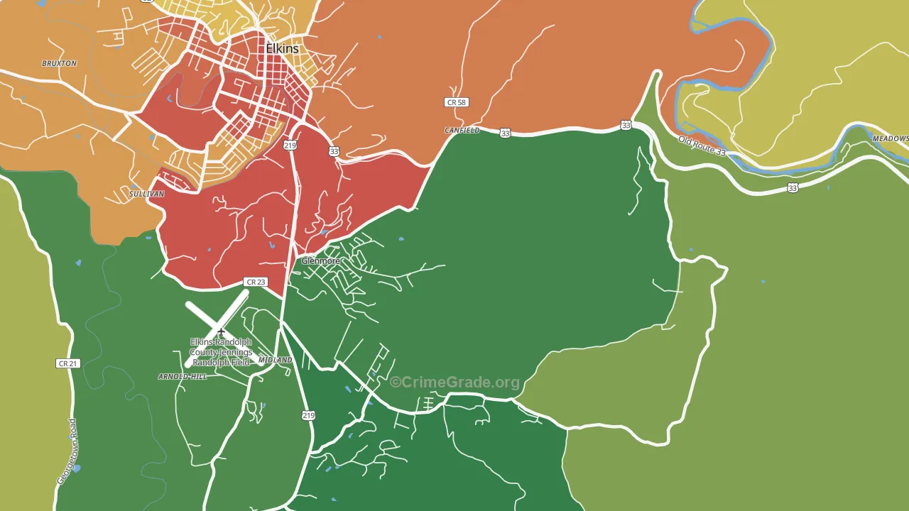 Glenmore, WV Map of Vandalism Rates