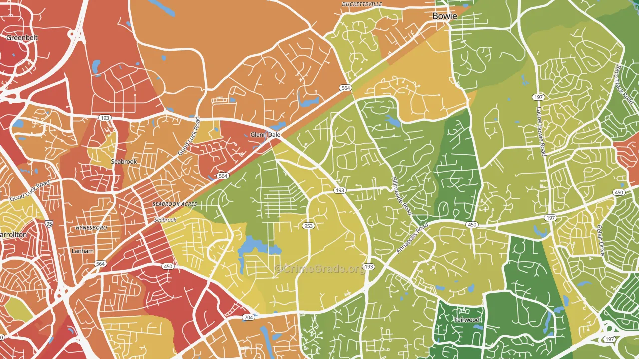 Glenn Dale, MD Map of Vandalism Rates