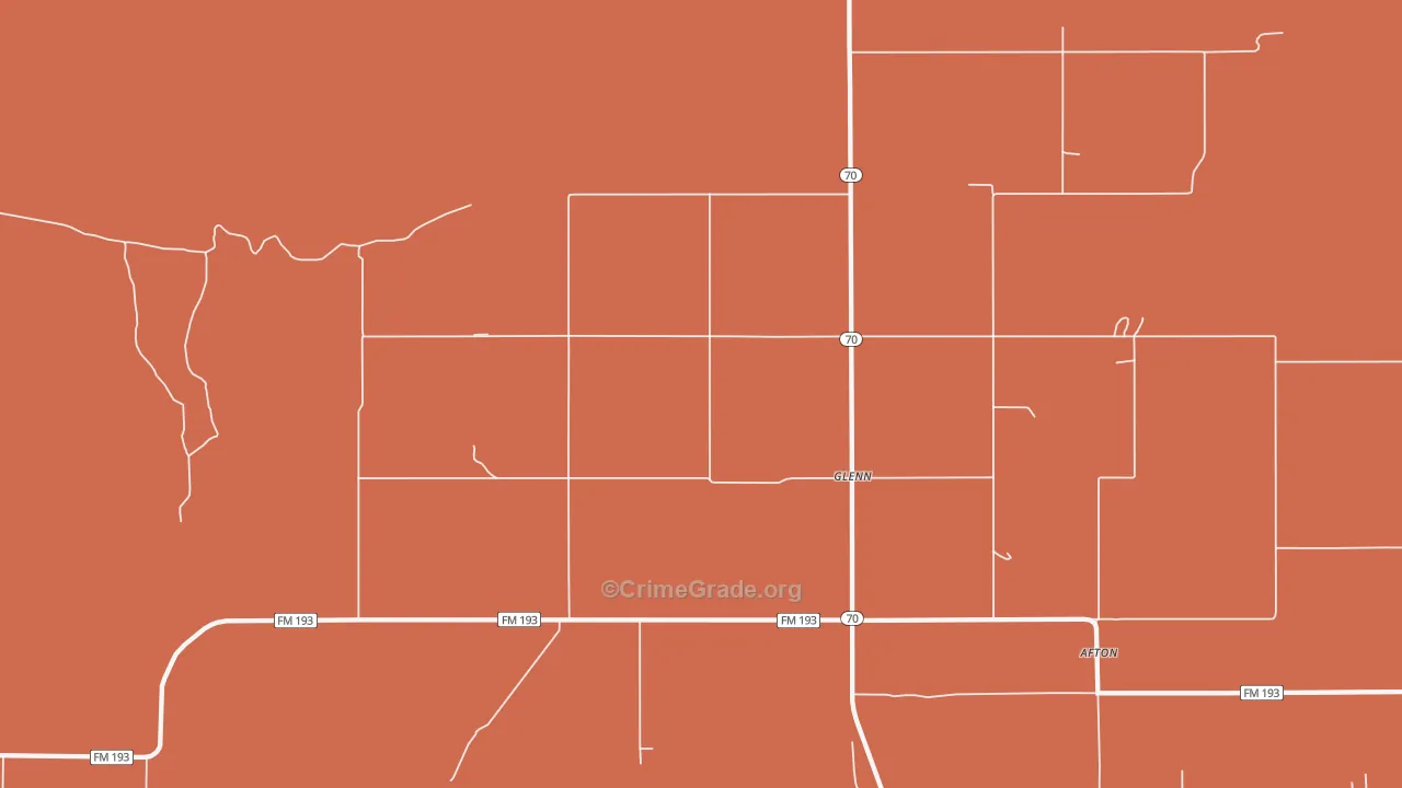 Glenn, TX Map of Vandalism Rates