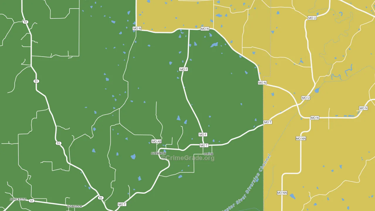 Glennon, MO Map of Vandalism Rates