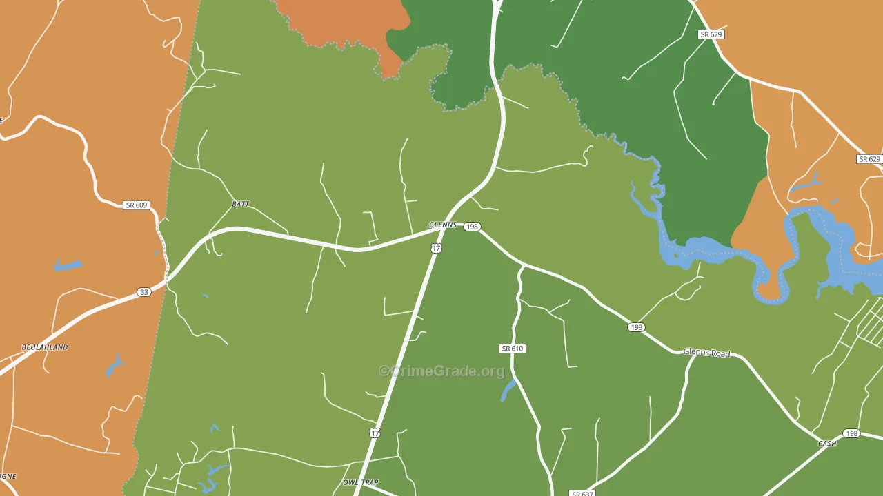 Glenns, VA Map of Vandalism Rates