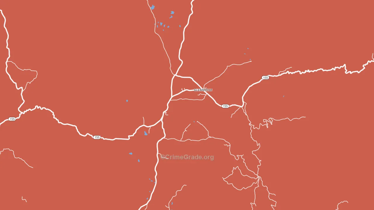 Glennville, CA Map of Vandalism Rates