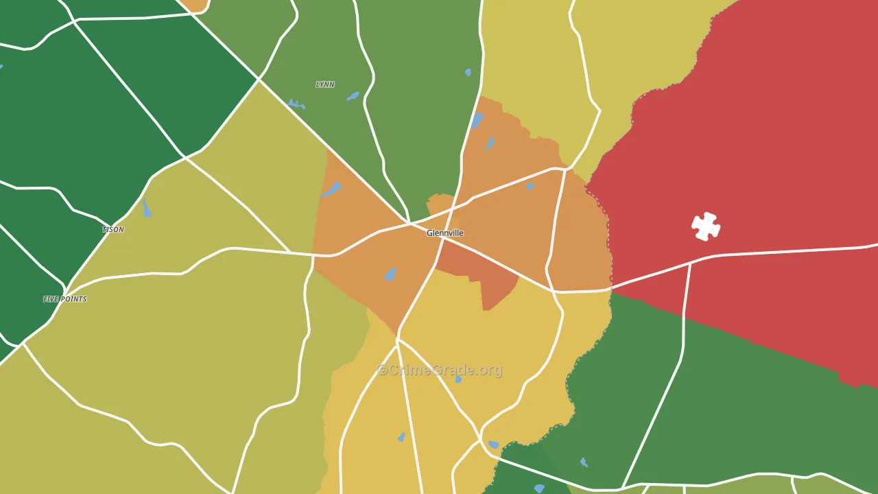 Glennville, GA Map of Vandalism Rates