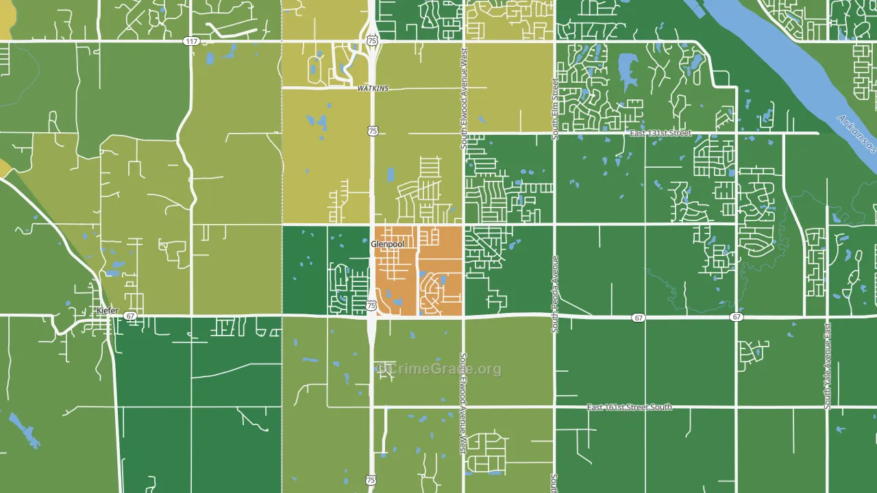 Glenpool, OK Map of Vandalism Rates