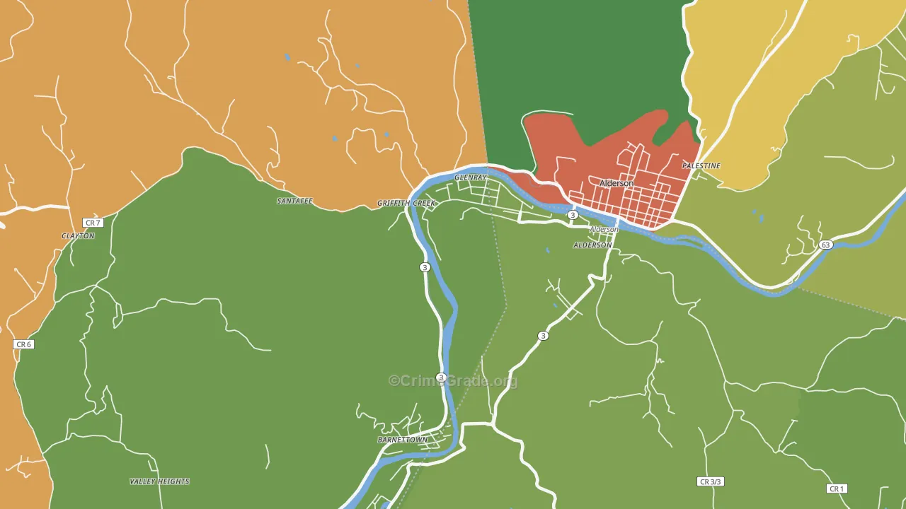 Glenray, WV Map of Vandalism Rates