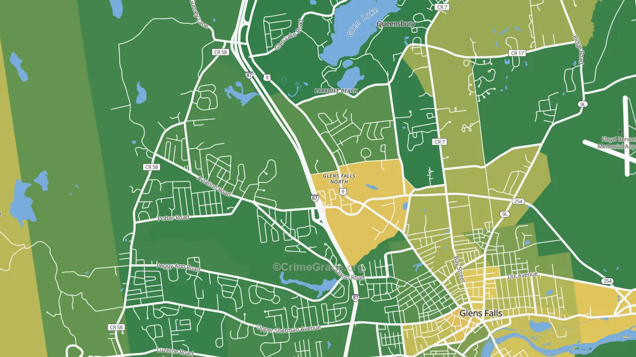 Glens Falls North, NY Map of Vandalism Rates