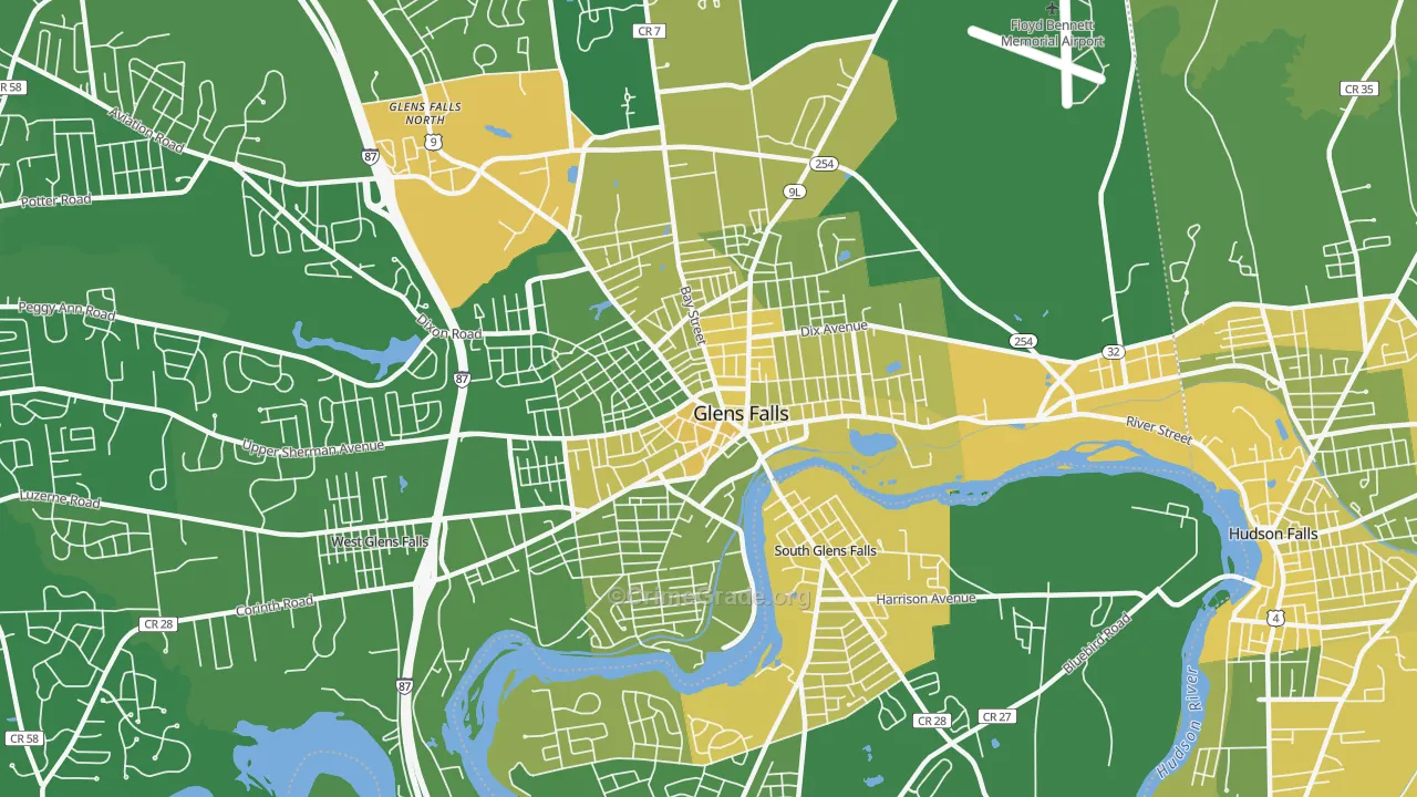 Glens Falls, NY Map of Vandalism Rates