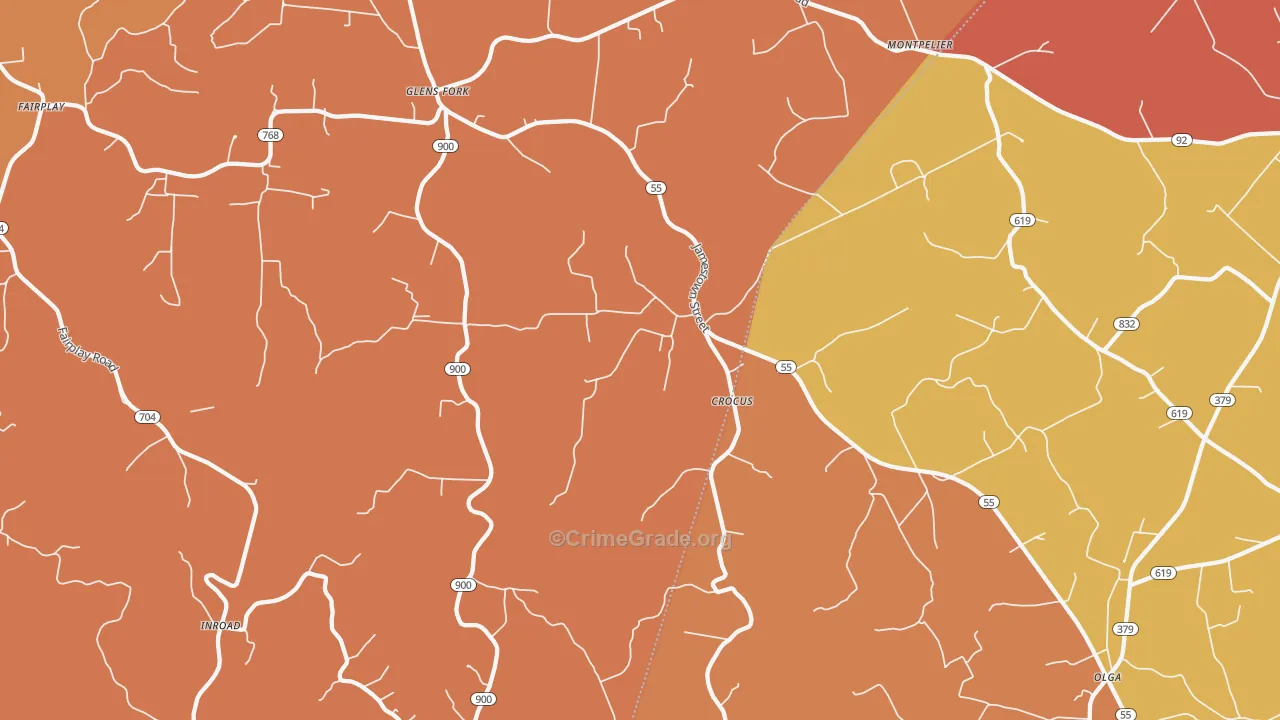 Glens Fork, KY Map of Vandalism Rates