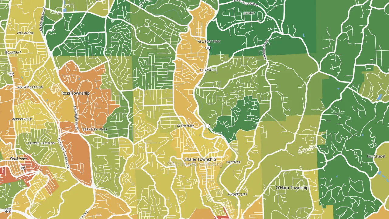 Glenshaw, PA Map of Vandalism Rates