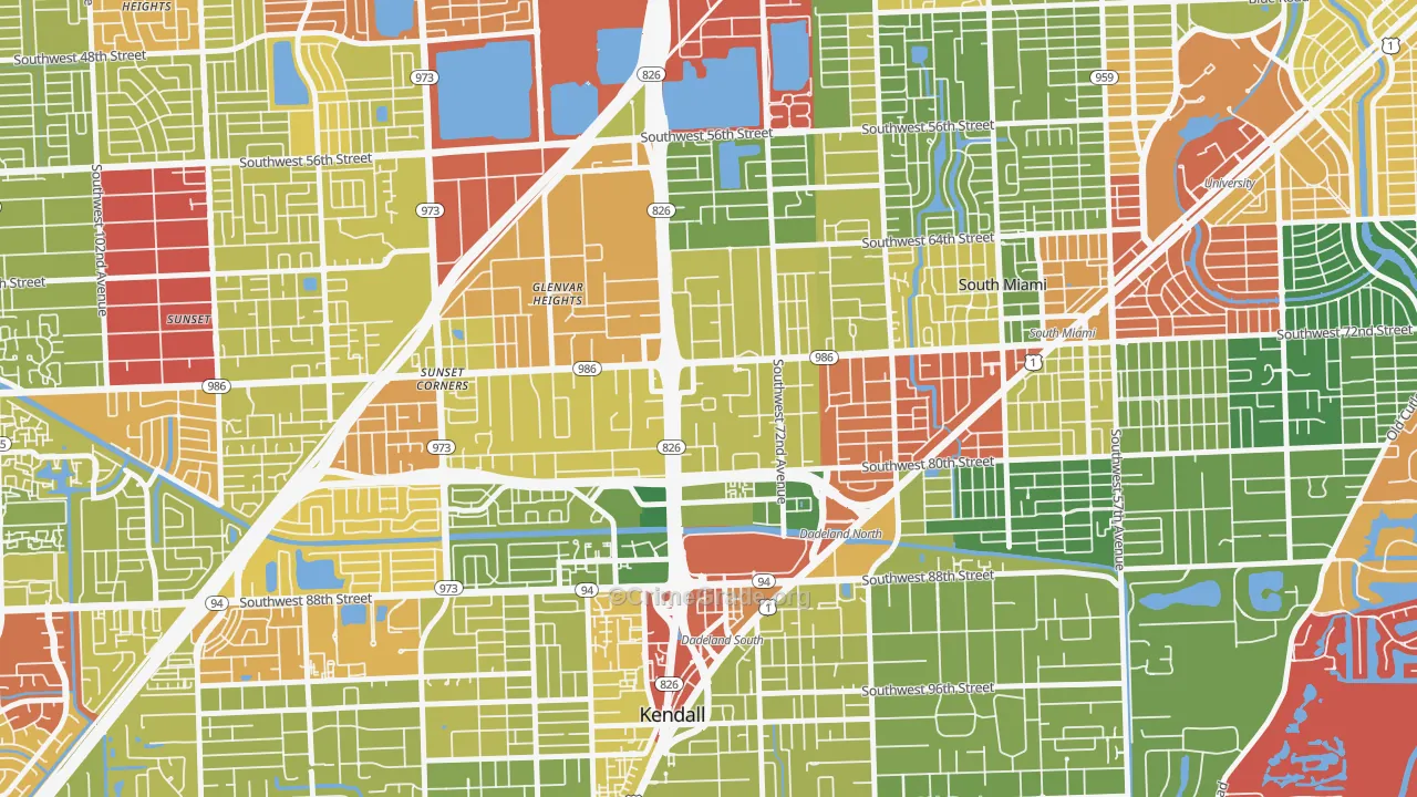Glenvar Heights, FL Map of Vandalism Rates