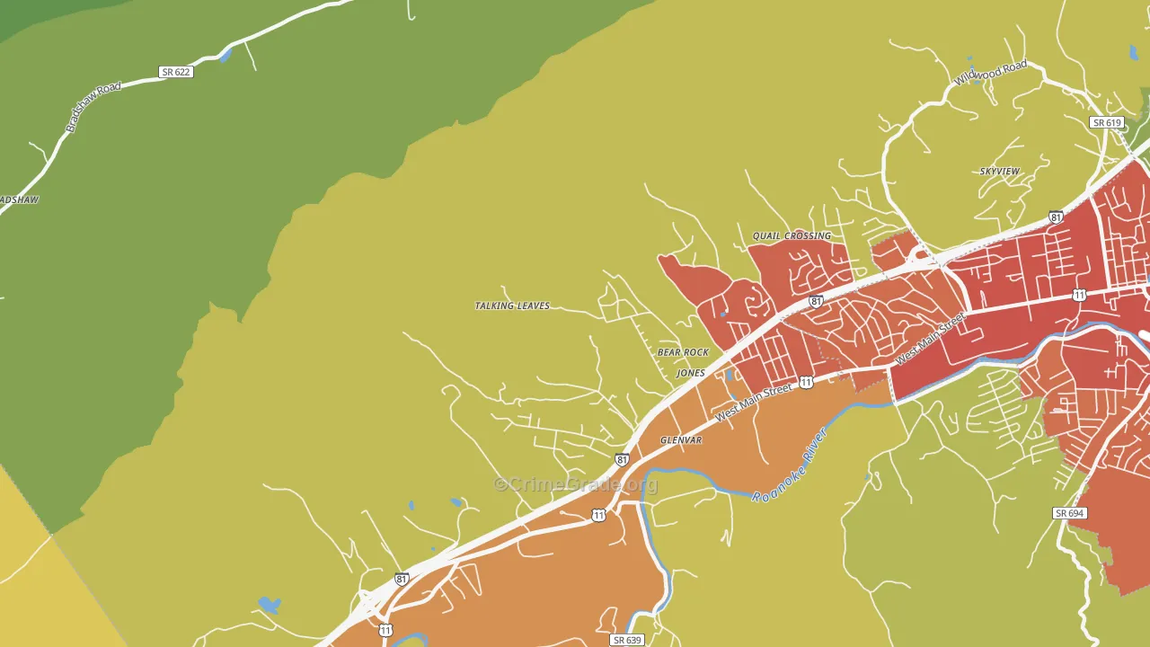 Glenvar, VA Map of Vandalism Rates