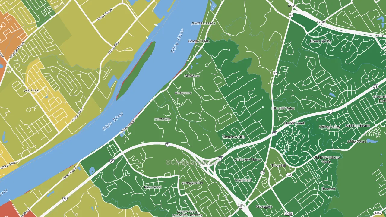 Glenview, KY Map of Vandalism Rates